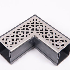 Threshold Slim Drain Corner Unit with Oblique 316 Stainless Steel Grating (65 x 60mm Shallow)