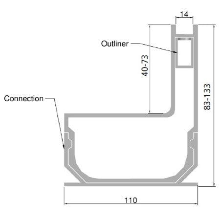 Aquaslot Aluminium Channel Slot Drain 1000L x 110W