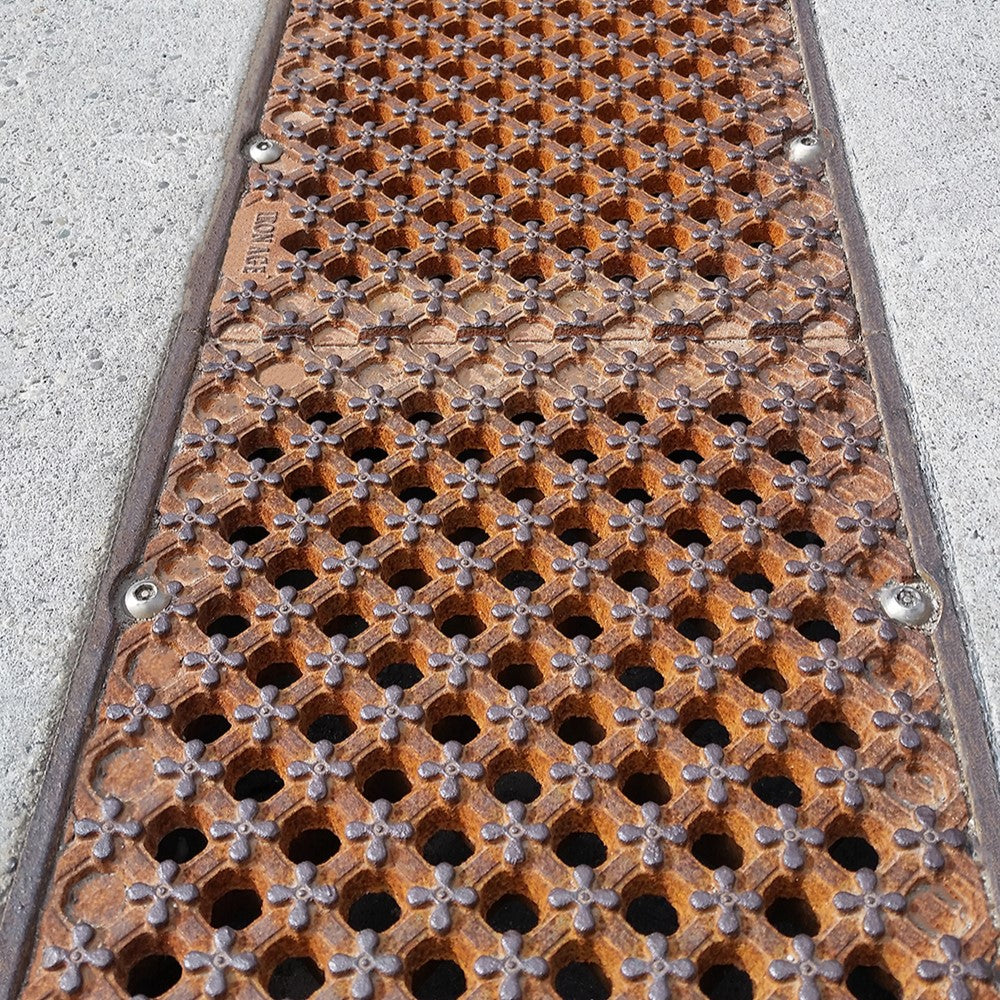 Flower Grid Cast Iron Channel Drain Grate 498 x 223mm (20 x 9 Inch)
