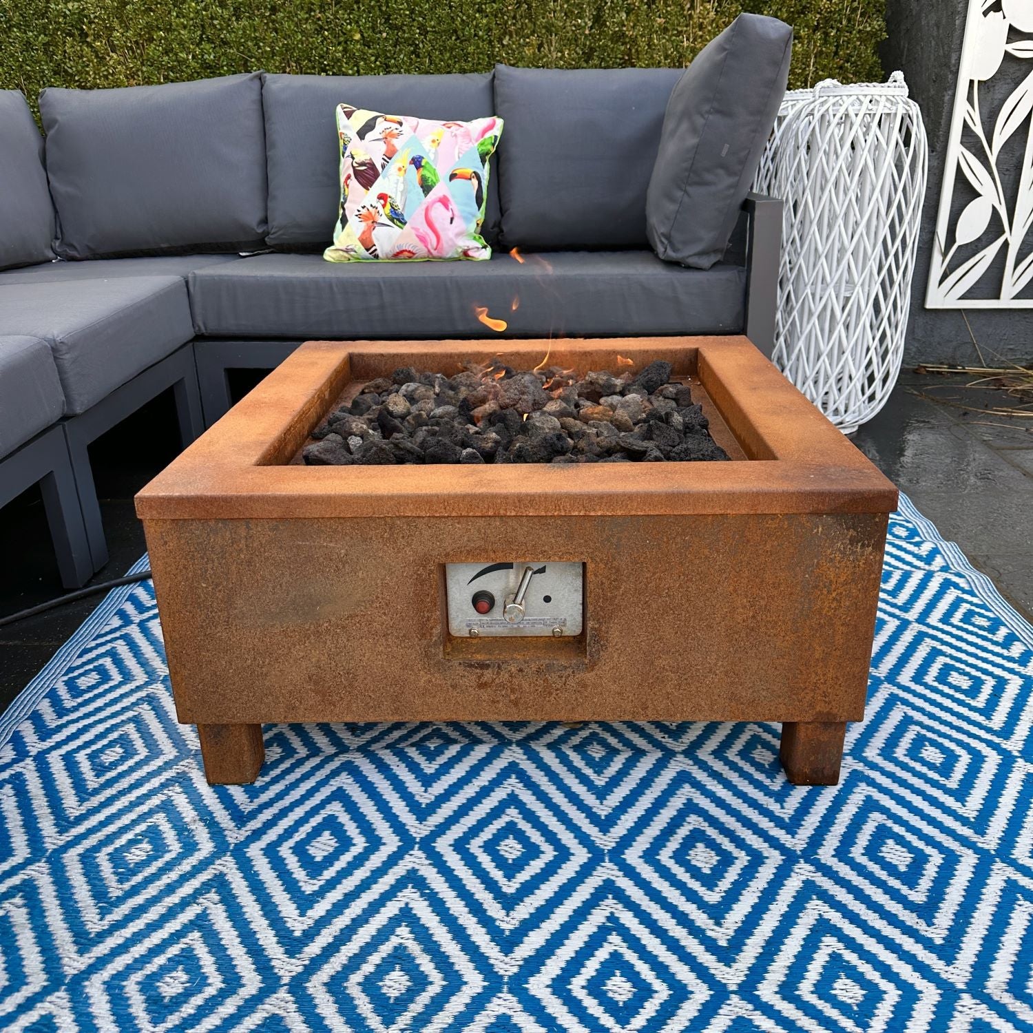 Corten Steel Helios Square Gas Fire Pit